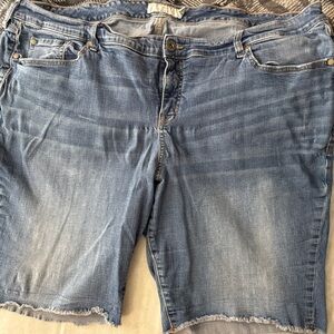Torrid Blue Jean Shorts Distressed Frayed Hem
